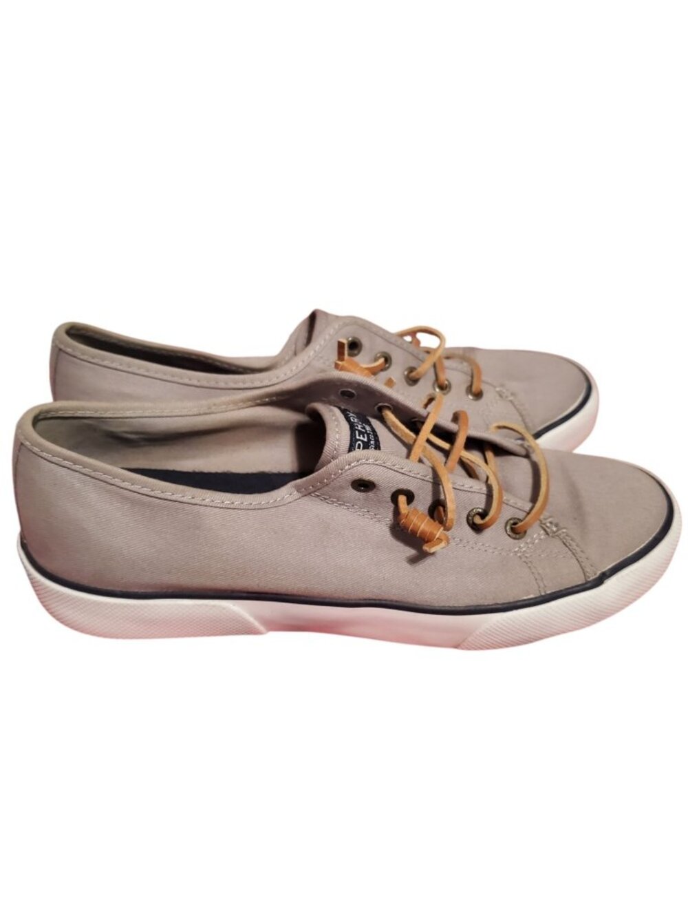 Sperry Womens Canvas Sneakers With Leather Laces gray Size 8.5M - Picture 9 of 12